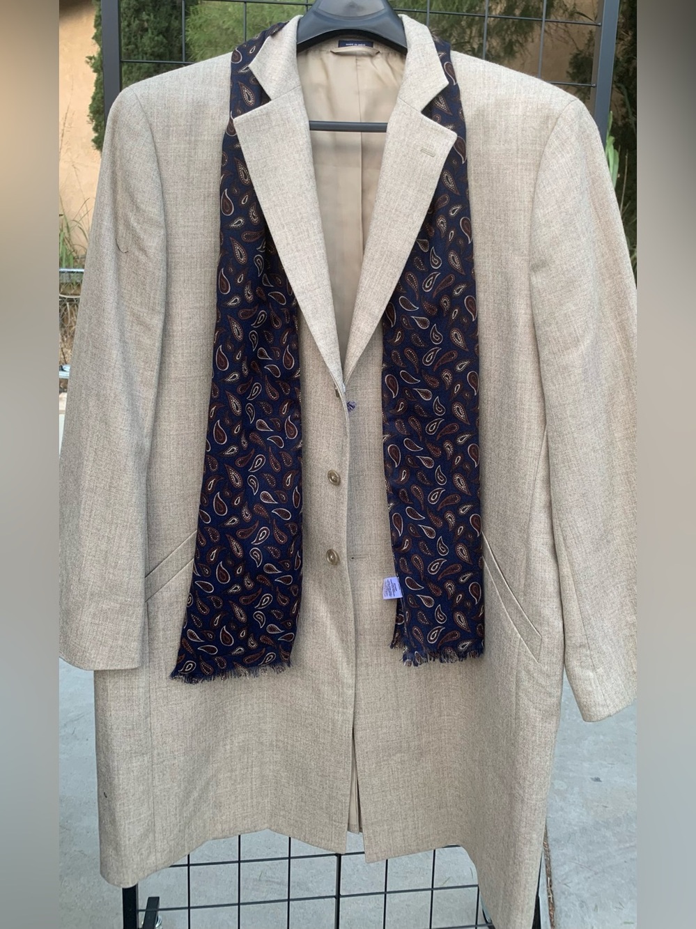 NWT Stafford Oatmeal trench with  Paisley print Scarf XXL